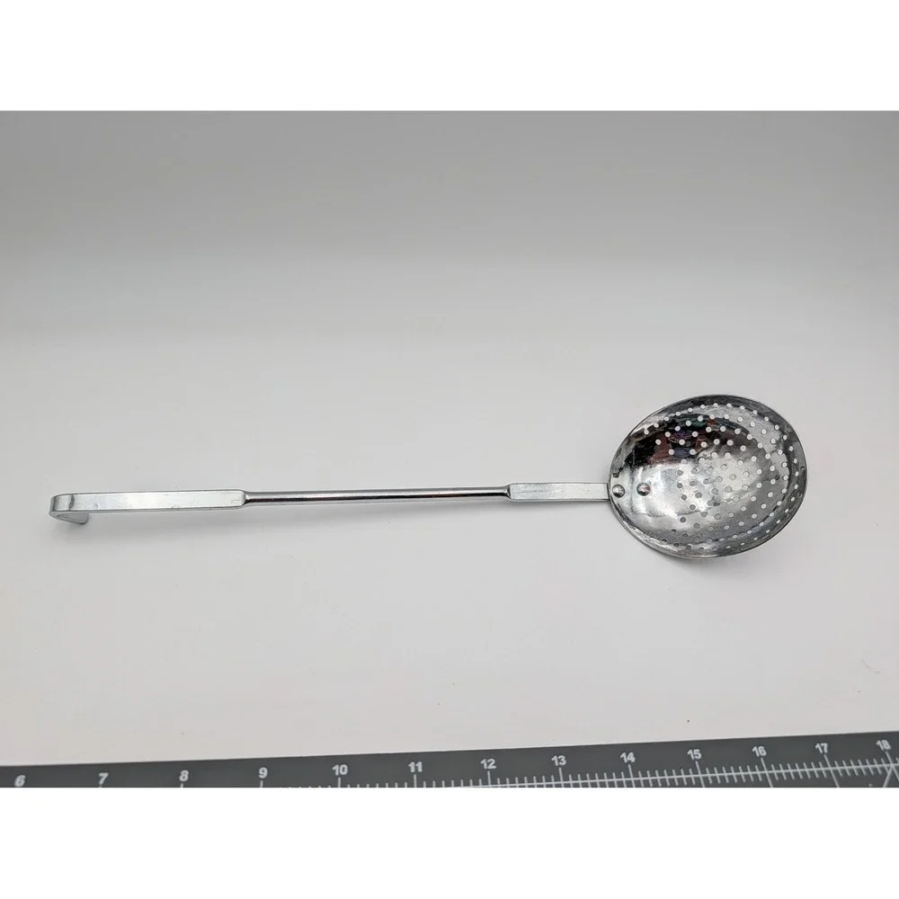 Alfra Skimmer Spoon Silver Stainless Steel Long Hook Handle Italy Vintage